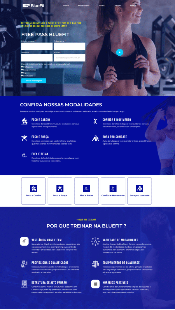 Revolution - Bluefit Campo Largo - Landing Page